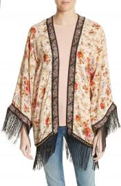 The Kooples Fleurs D Artifice Floral Print Fringe Kimono at Nordstrom